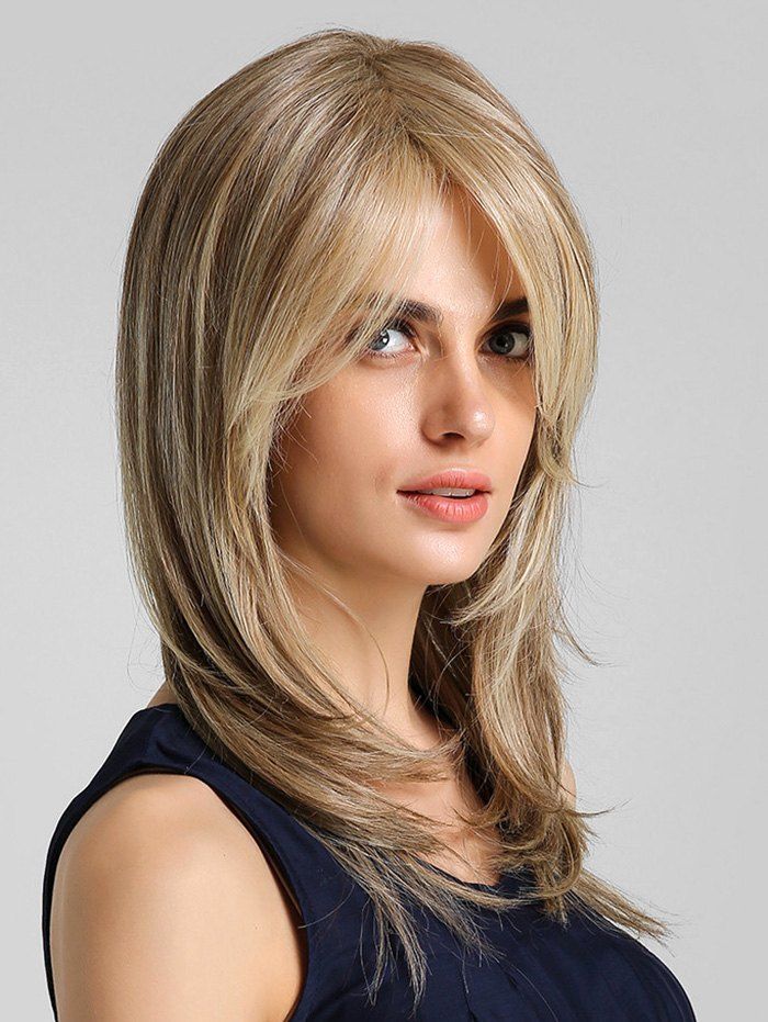 

Side Bang Straight Natural Long Synthetic Wig, Multi