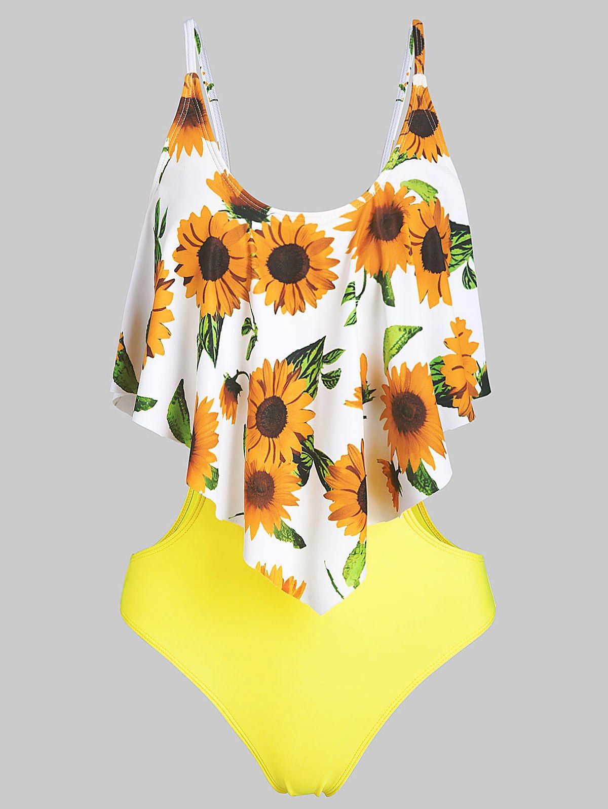 [51% OFF] Sunflower Padded Monokini Swimsuit | Rosegal