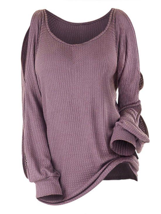 

Solid Color Split Raglan Sleeve Pullover Sweater, Pale violet red