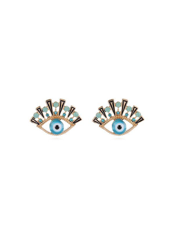 

Creative Rhinestone Eyes Stud Earrings, Day sky blue