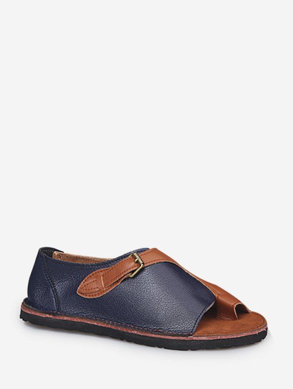

Contrast Color Flat Toe Post Fisherman Sandals, Deep blue