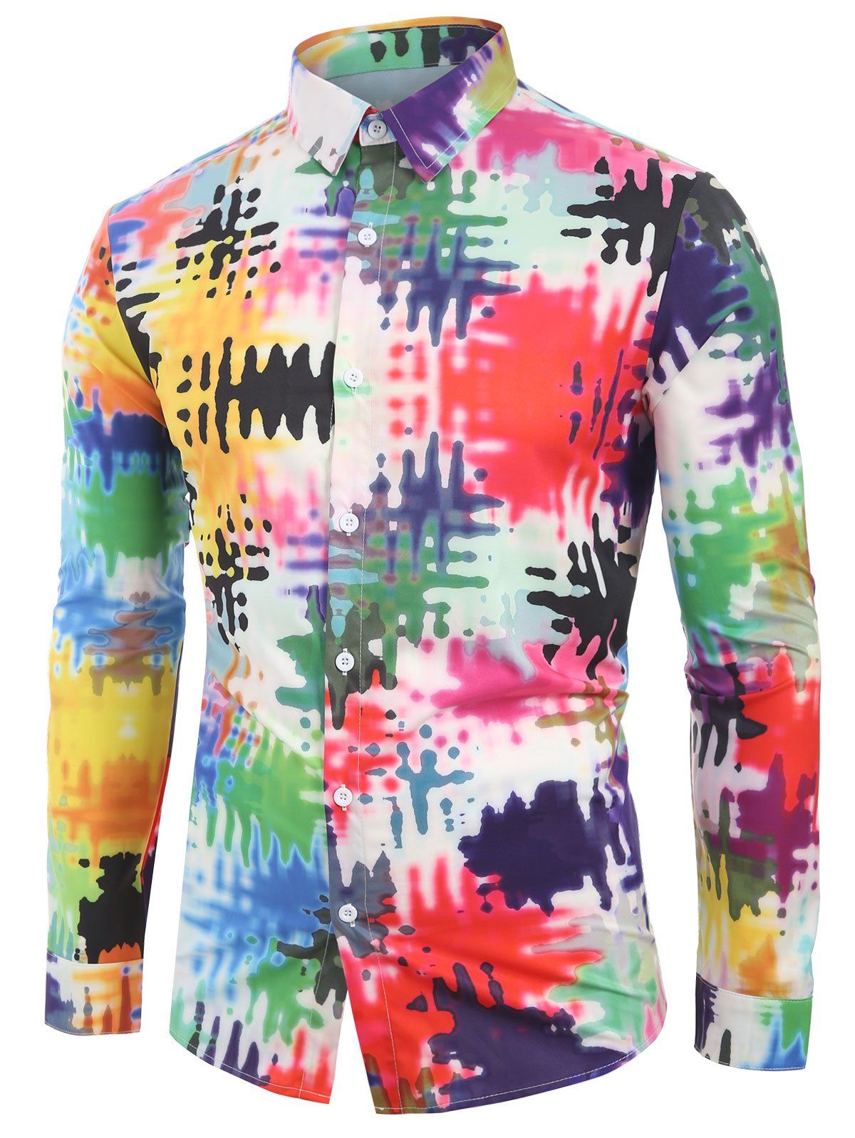 

Novelty Colorful Printed Long Sleeves Shirt, Multi-a