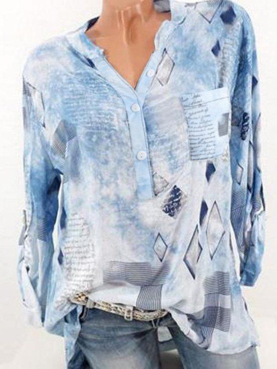

Plus Size Dye Tie Letter Graphic Pocket Shirt, Light sky blue