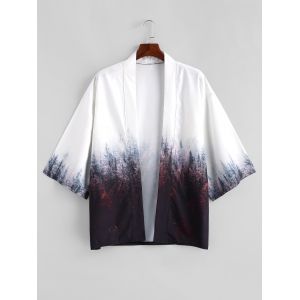 

Forest Painting Print Casual Kimono Cardigan, Coffee