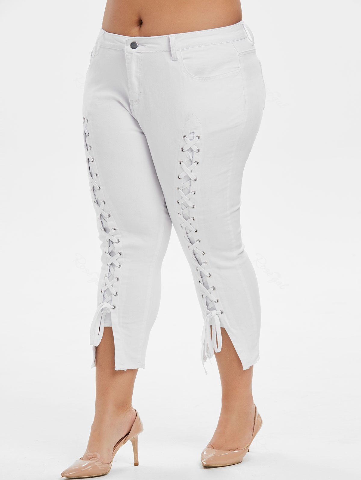 plus size lace up jeans