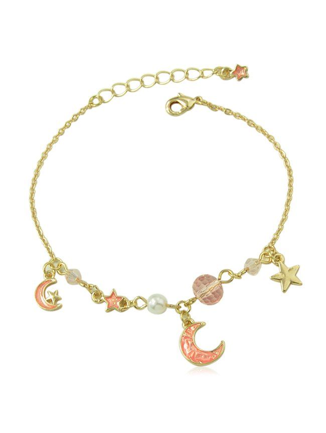 

Moon Star Pendant Chain Bracelet, Gold