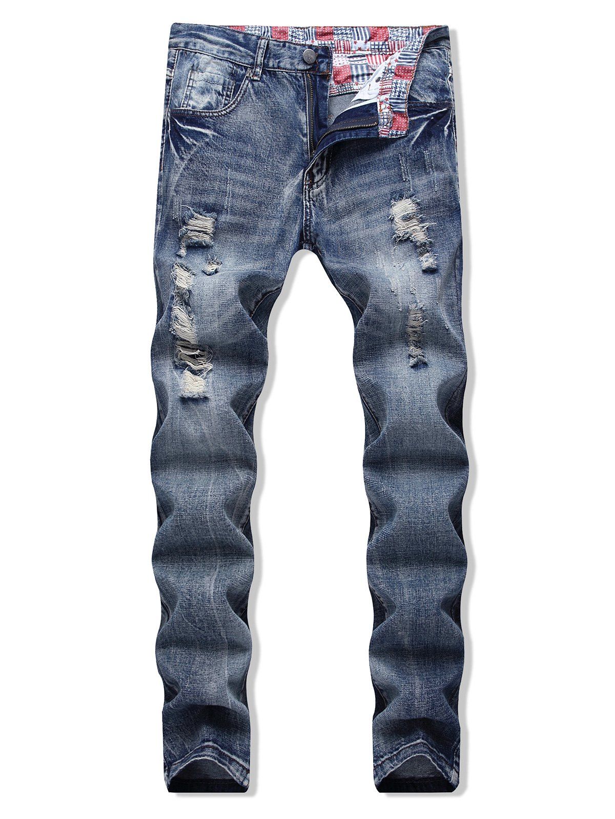 

Ripped Design Cuffed Casual Jeans, Jeans blue