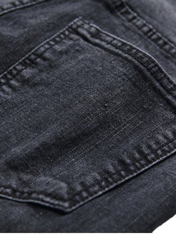 

Zipper Fly Ripped Casual Jeans, Black