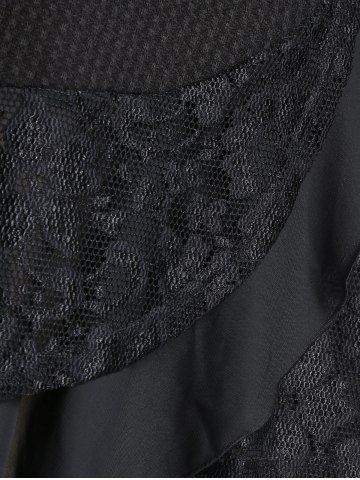 

Plus Size Cold Shoulder Lace Panel Tunic T Shirt, Black