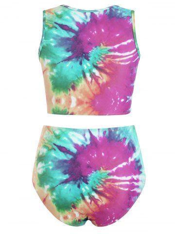 Twist Front Tie Dye Padded Tankini Swimsuit