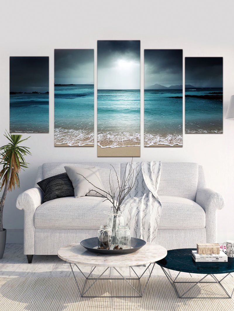 

Beach Wave Mist Print Unframed Split Paintings, Multi