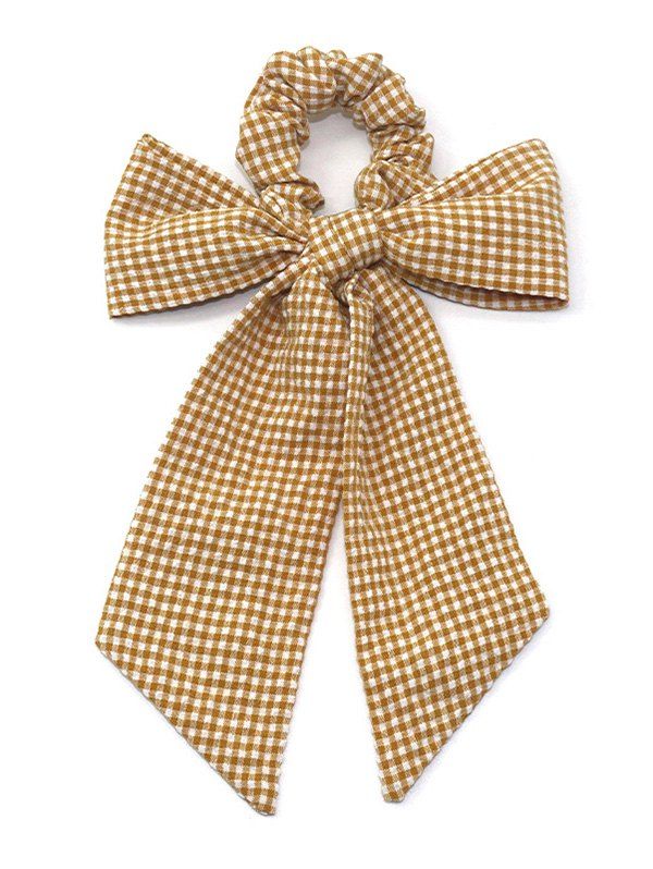 

Plaid Pattern Bowknot Design Hairband, Orange gold