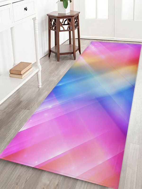 

Rainbow Color Striped Print Floor Rug, Multi-a