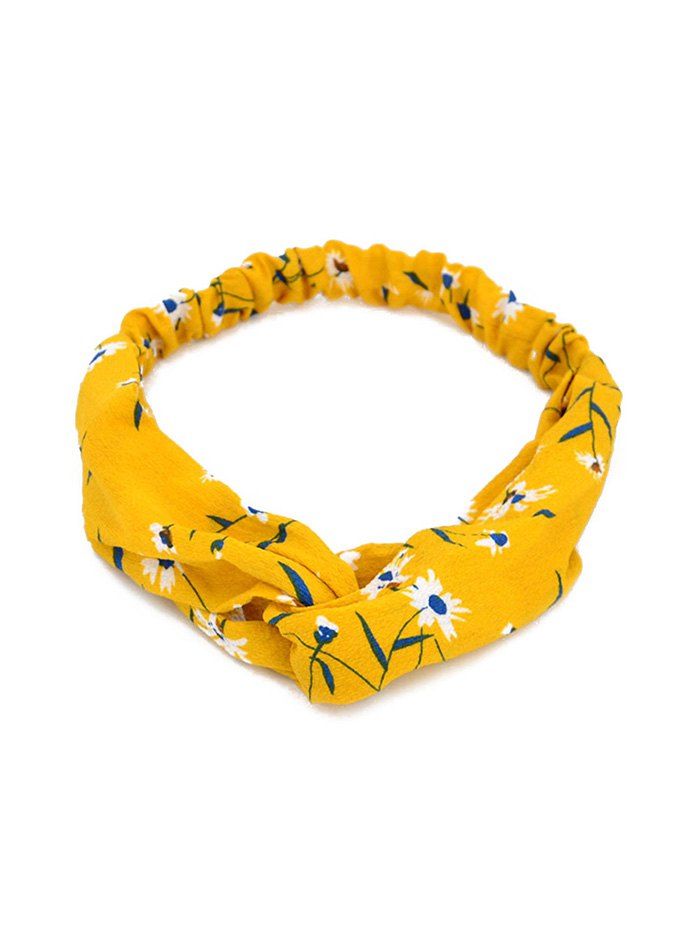 

Printed Cross Knotted Stretchy HeadBand, Yellow