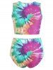 Maillot de Bain Tankini Tordu en Avant à Col Dégagée - Multi-B 3XL