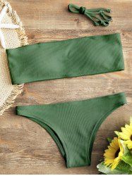 Ensemble Bikini Bandeau Côtelé - Vert M