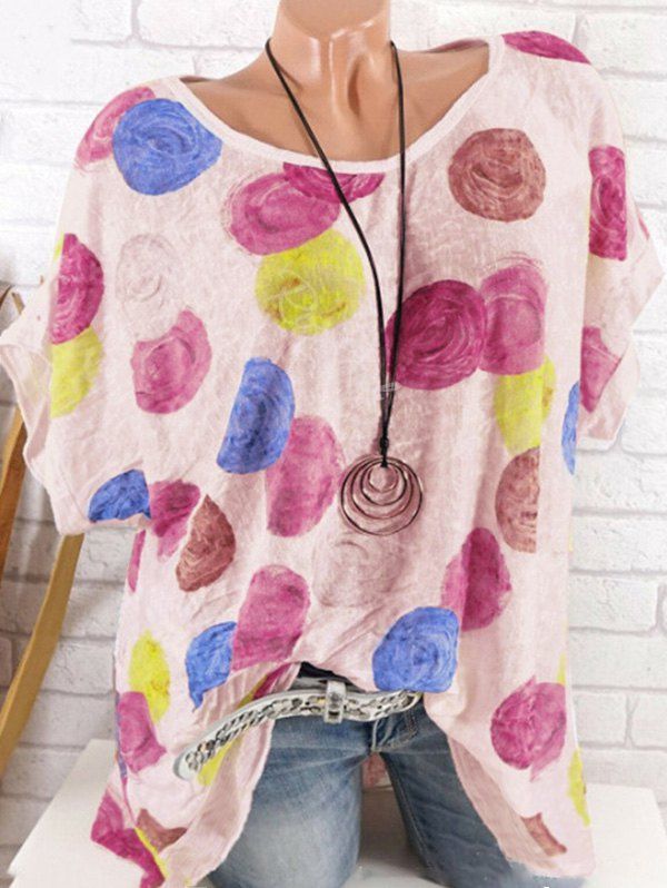 

Plus Size Printed Batwing Sleeve Top, Khaki rose