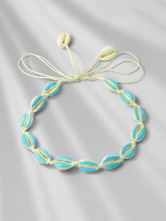 

Shell Rope Beach Necklace, Day sky blue
