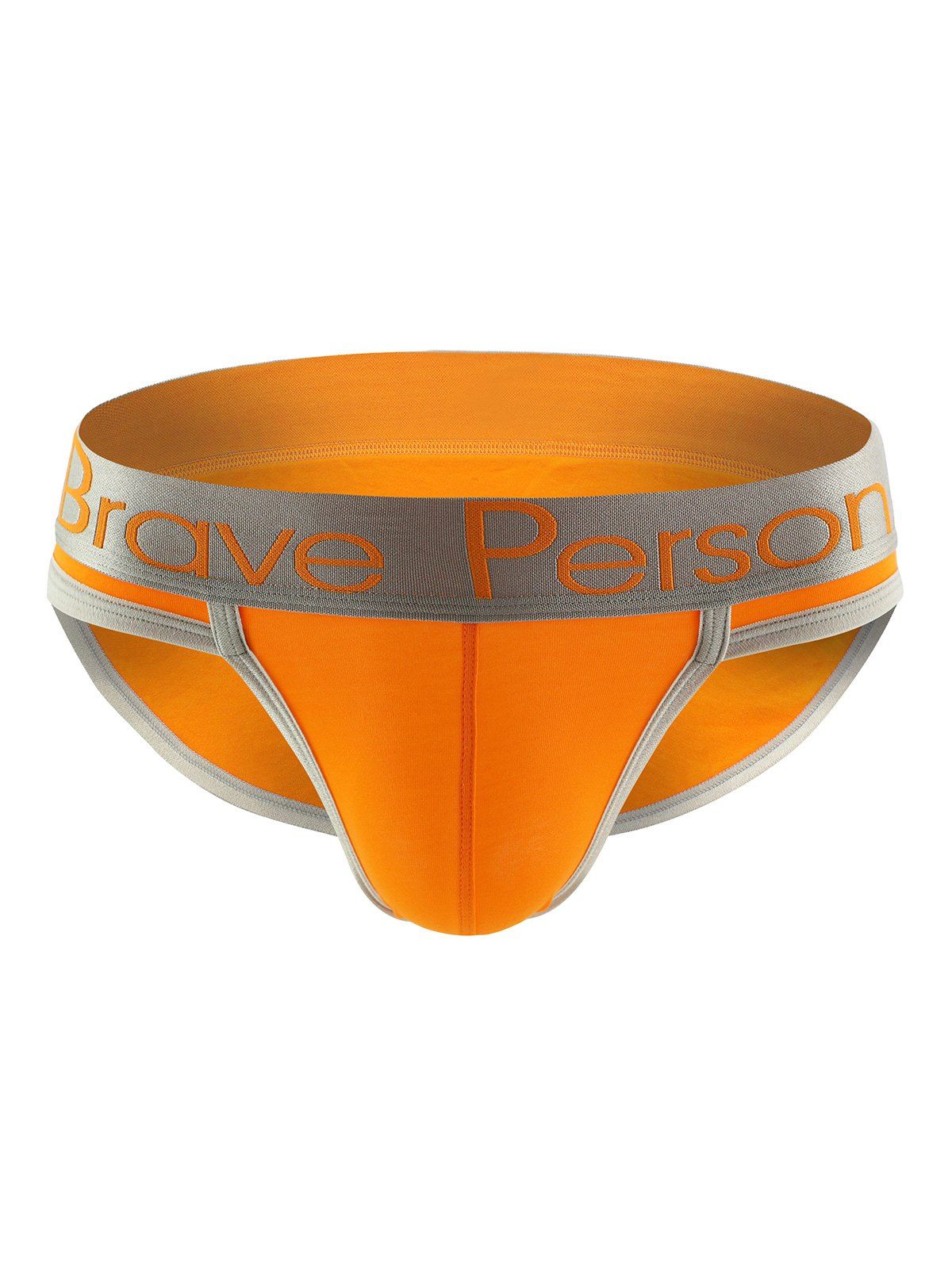 

Contrast Trim Elastic Waist Curve Briefs, Dark orange