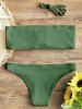 Ensemble Bikini Bandeau Côtelé - Vert M