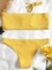 Ensemble Bikini Bandeau Côtelé - Jaune M
