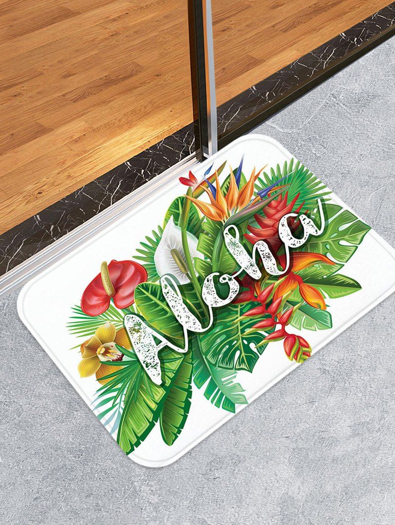Aloha Tropical Leaf Pattern Water Absorption Area Rug, Multi-a