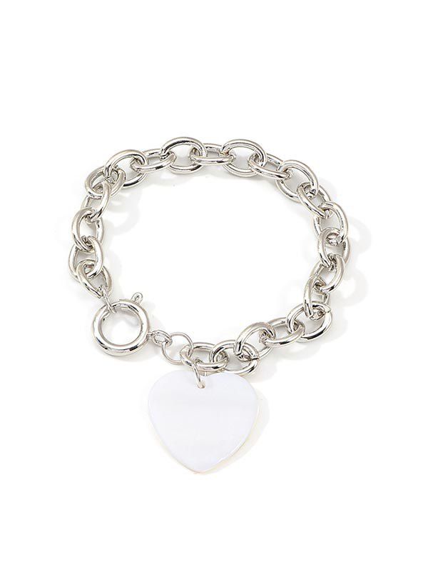 

Simple Acrylic Heart Charm Chain Bracelet, Silver
