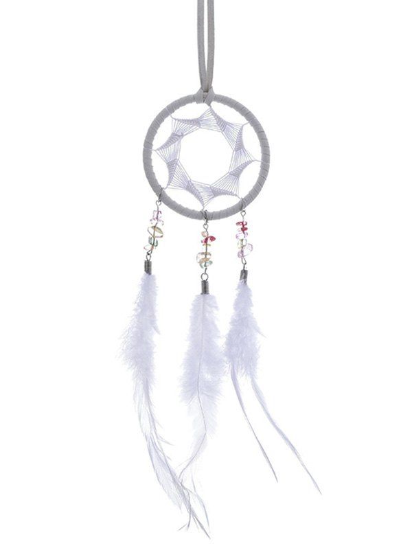 

Handmade Faux Gem Feather Mini Dream Catcher, White