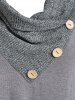 Plus Size Cowl Neck Buttons Tunic T-shirt -  