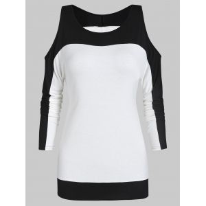 

Two Tone Cold Shoulder Long Sleeve Tee, Black