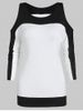 Two Tone Cold Shoulder Long Sleeve Tee -  