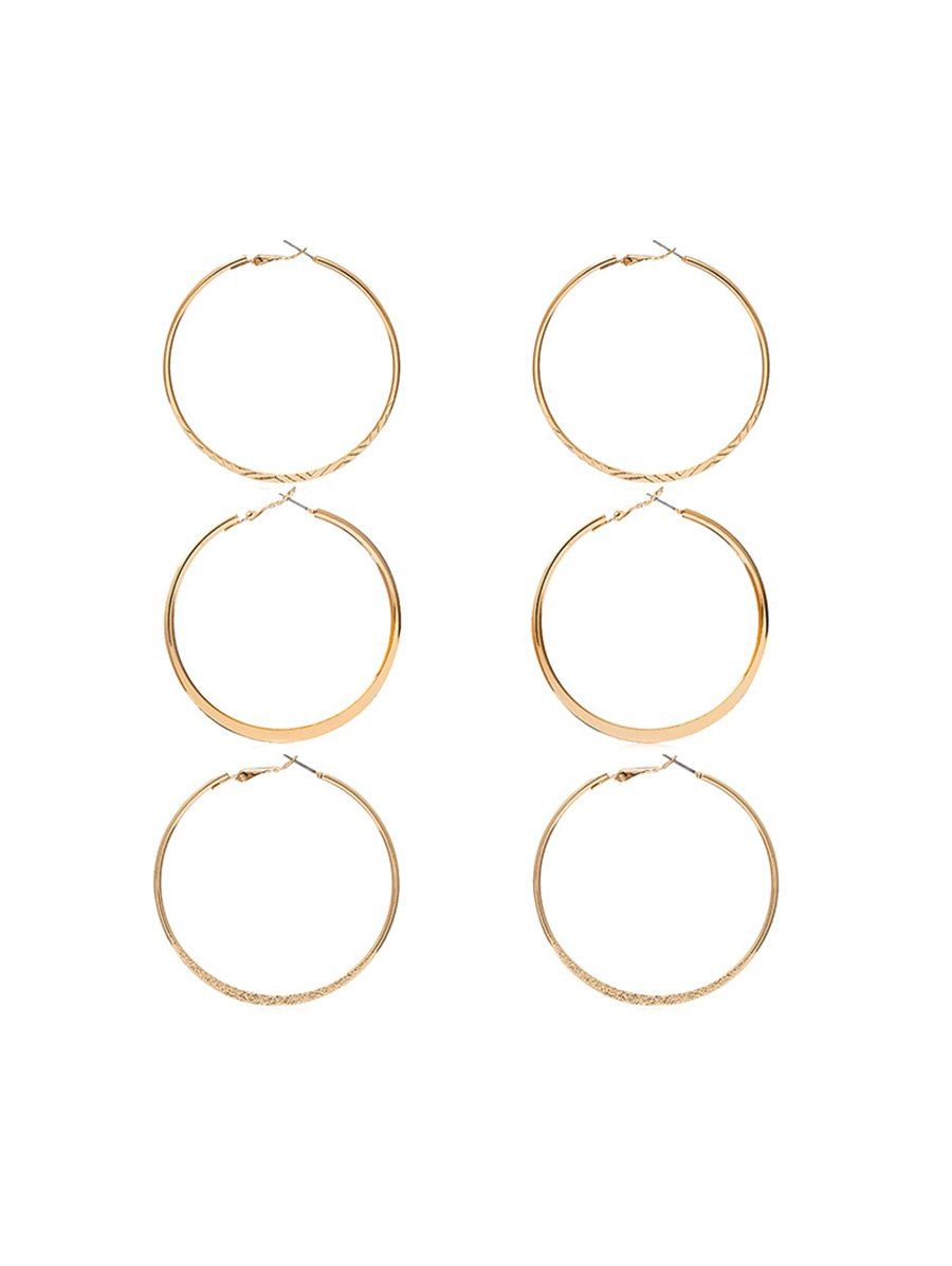 

Asymmetric Hoop Earring Set, Gold