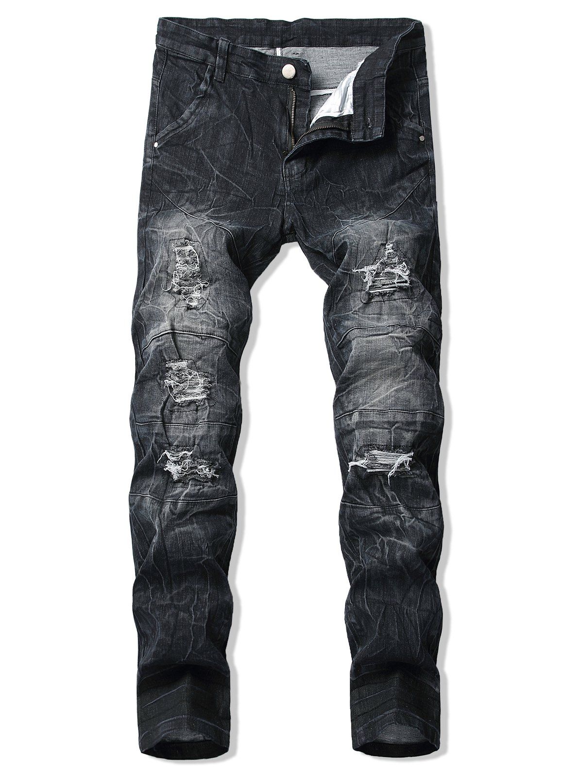 

Casual Ruffle Ripped Design Jeans, Dark slate blue