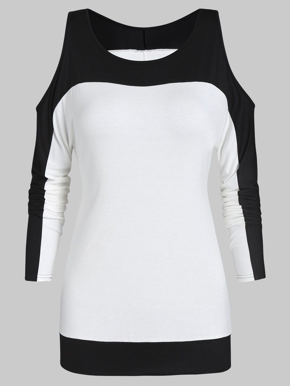 

Two Tone Cold Shoulder Long Sleeve Tee, Black