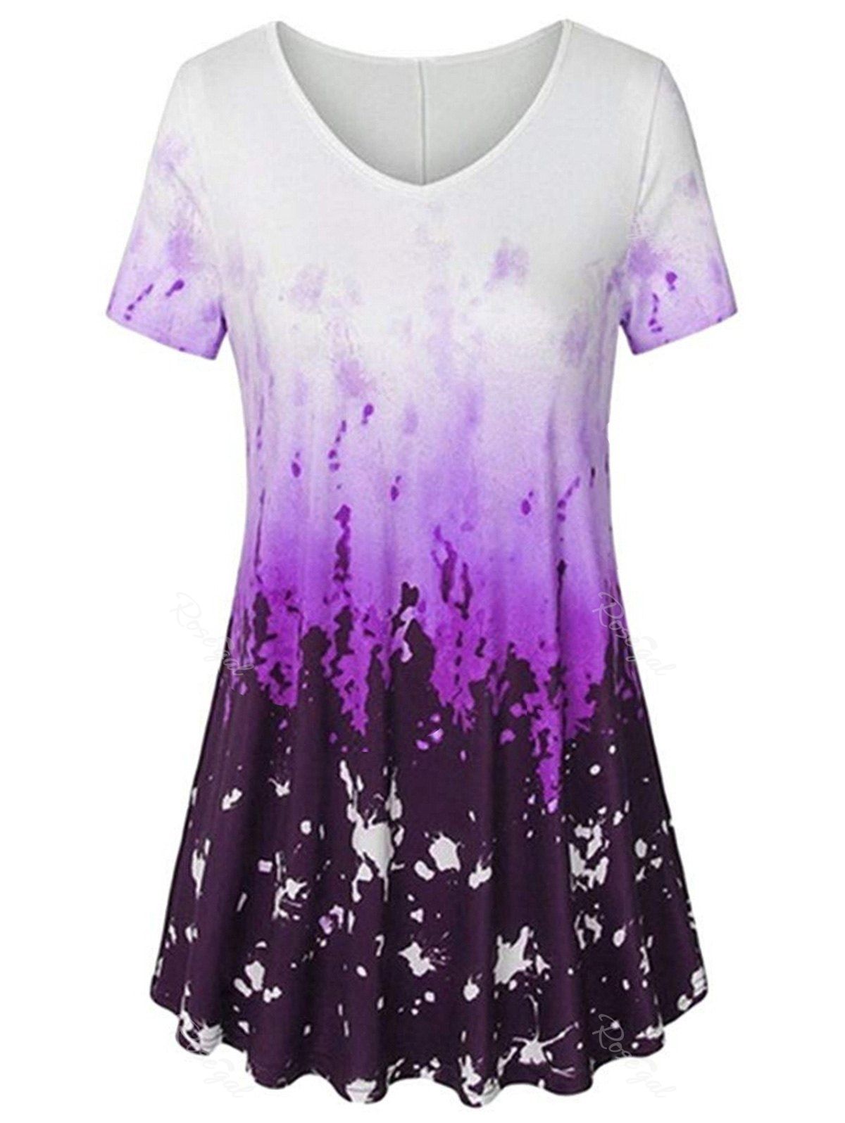 

Plus Size Gradient Color Tunic Tee, Violet