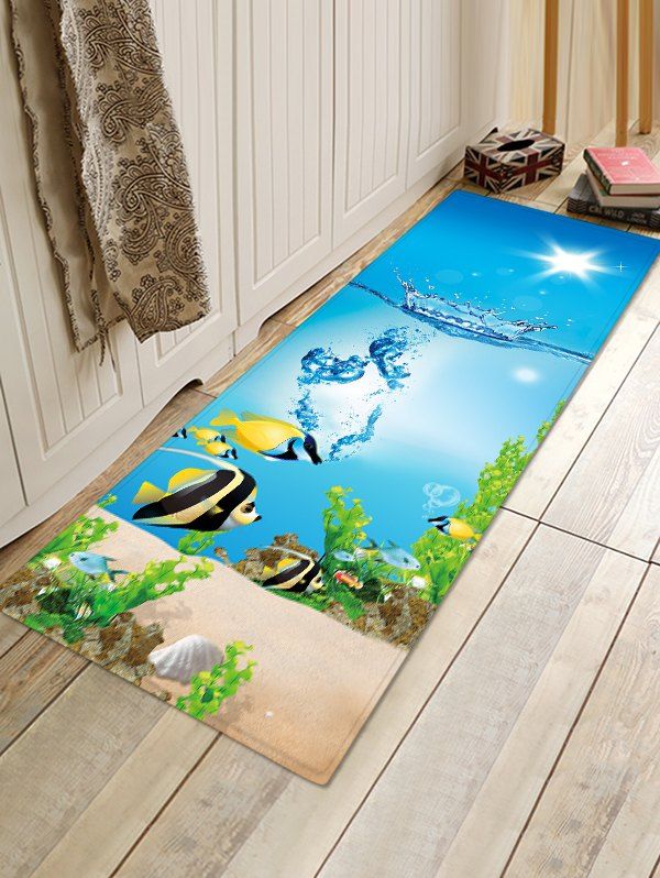 [7% OFF] Sea Fish Print Design Floor Mat | Rosegal