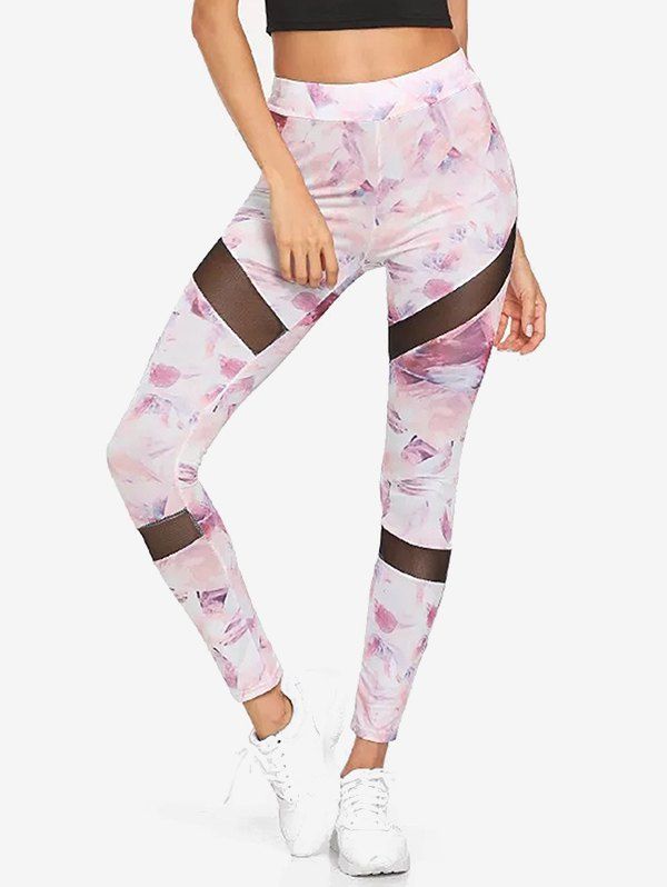 

High Rise Mesh Panel Skinny Leggings, Multi