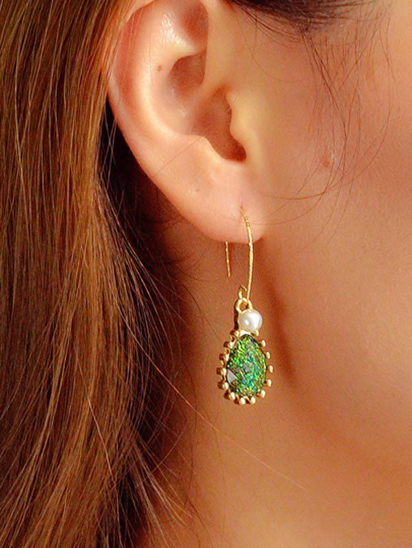 

Pair of Faux Gem Pearl Water Drop Earrings, Medium spring green