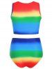 Twist Front Tie Dye Padded Tankini Swimsuit -  