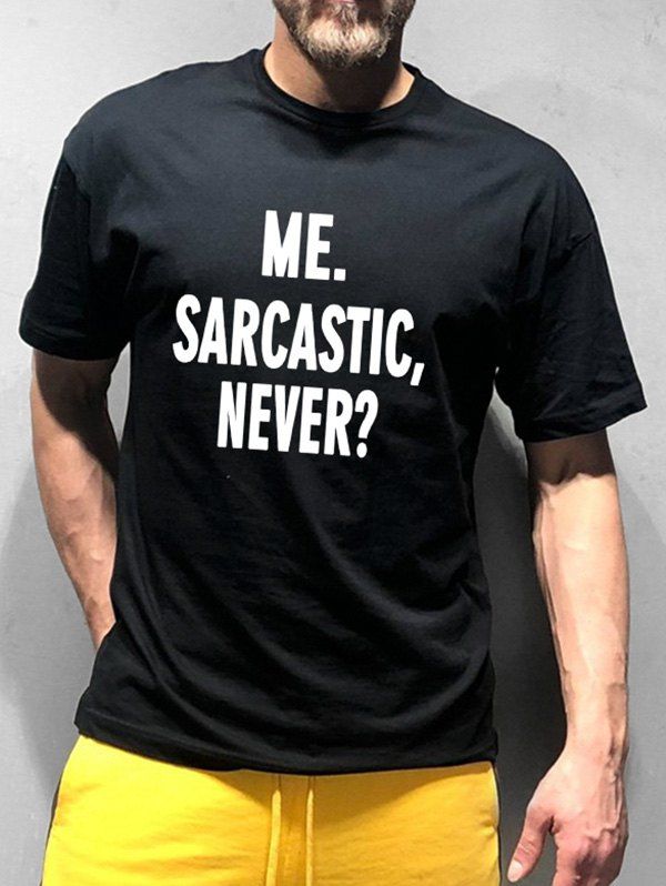 

Sarcastic Letter Graphic Short Sleeve T-shirt, Black