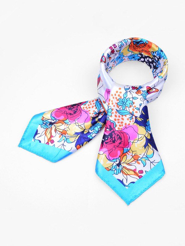 

Vintage Flower Pattern Scarf, Blue zircon