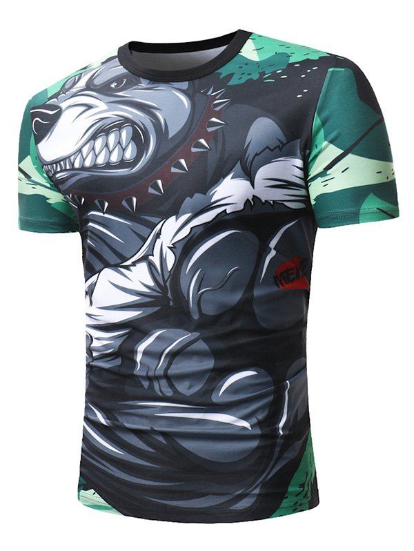 

3D Dog Camouflage Print Short Sleeve T-shirt, Black