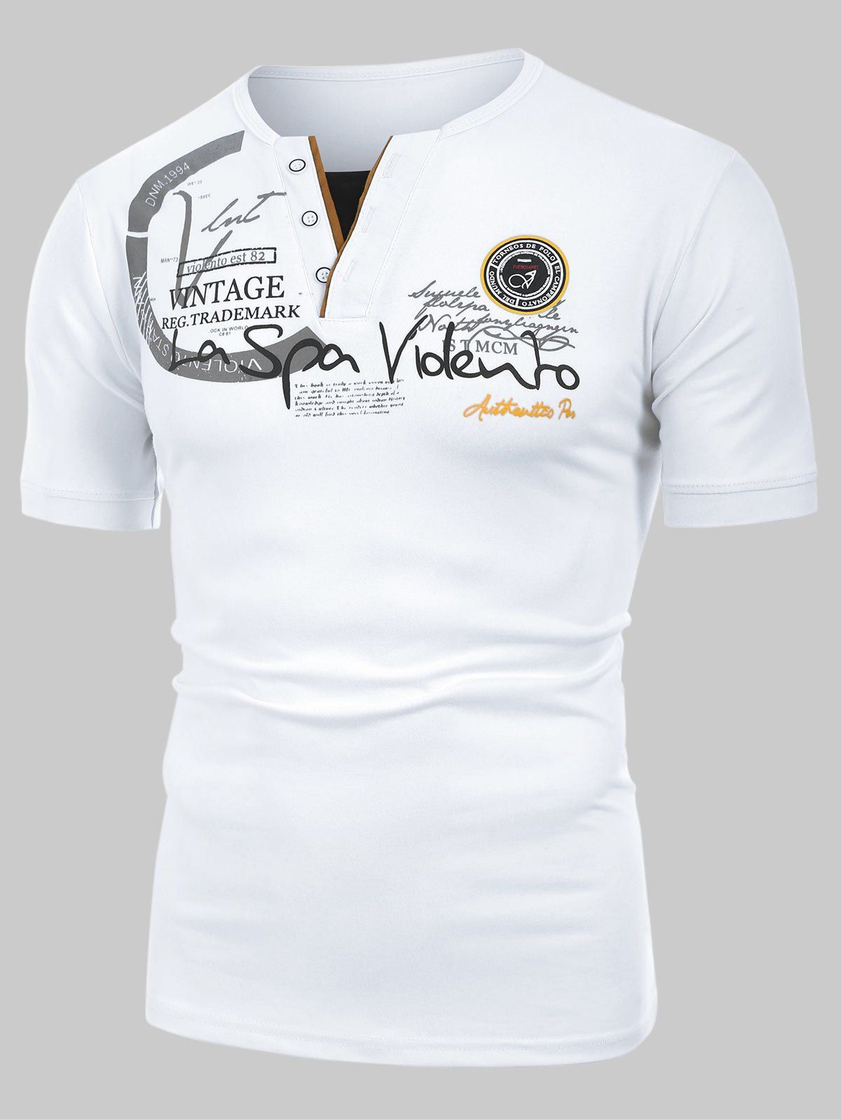 

Badge Letter Printed Short Sleeves T-shirt, White