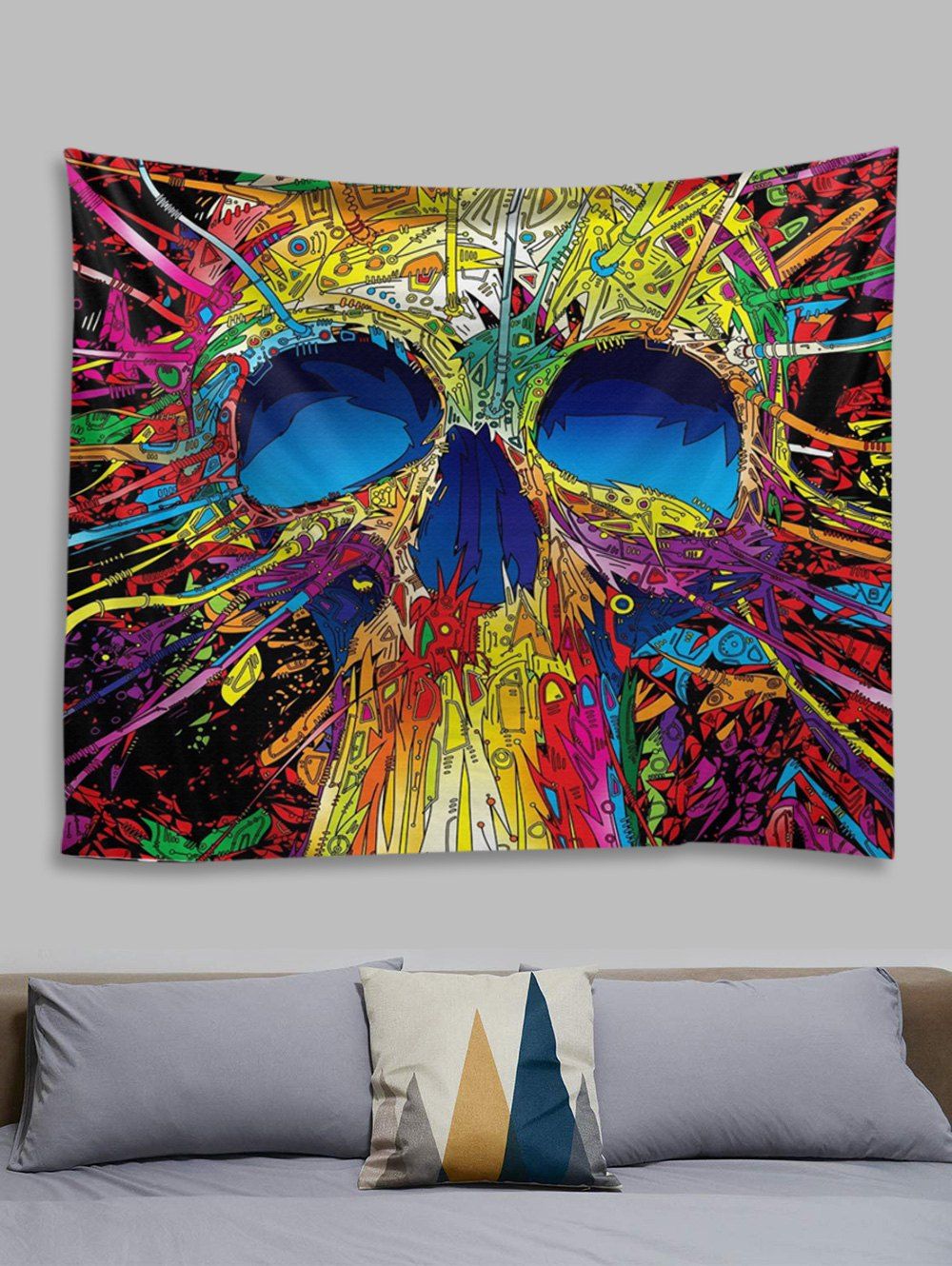 

Abstract Skull Pattern Printed Tapestry, Corn yellow