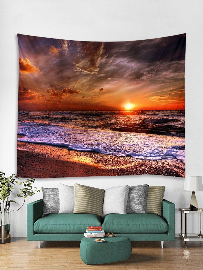 

Sunset Sea Pattern Printed Tapestry, Ruby red