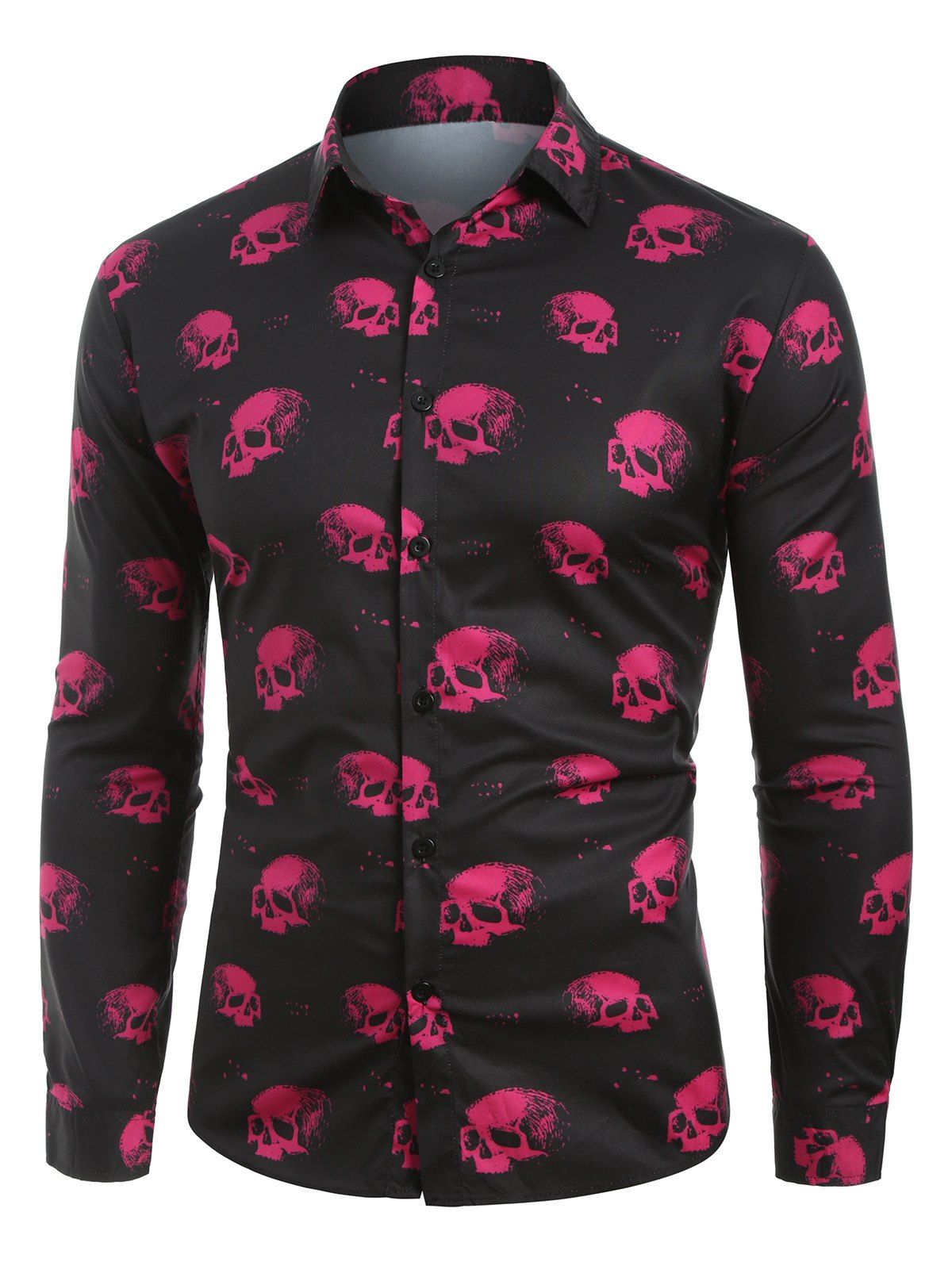 skull print button up shirt