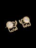 Hollow Elephant Faux Opal Earrings -  