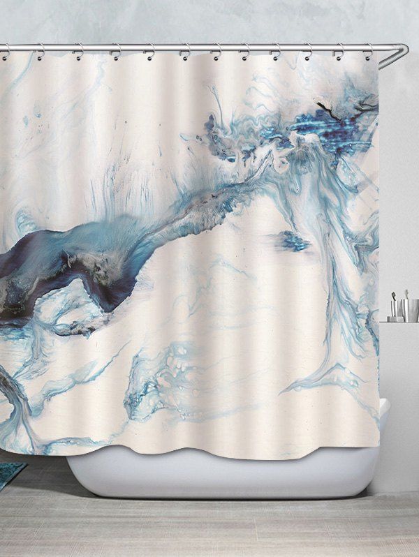 

Colored Marble Print Waterproof Bathroom Shower Curtain, Multi-a