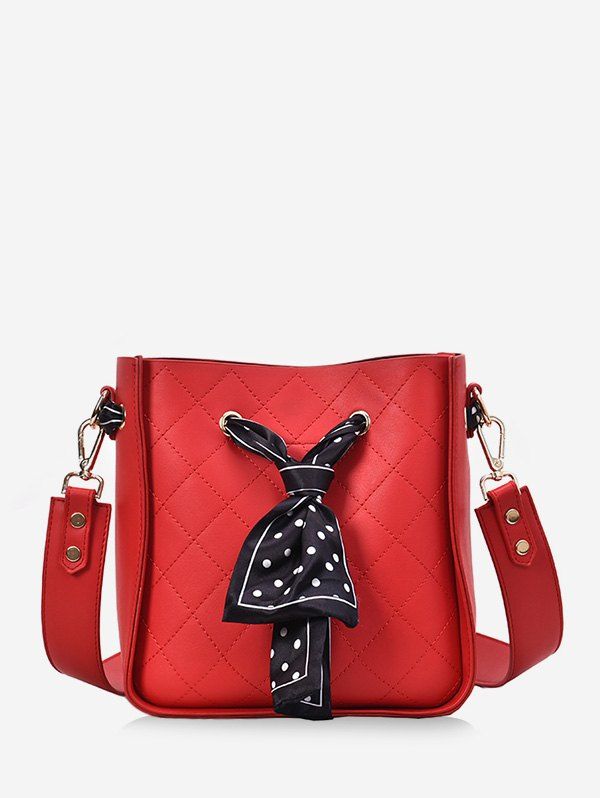 

Grid Pattern Solid Crossbody Bag, Red