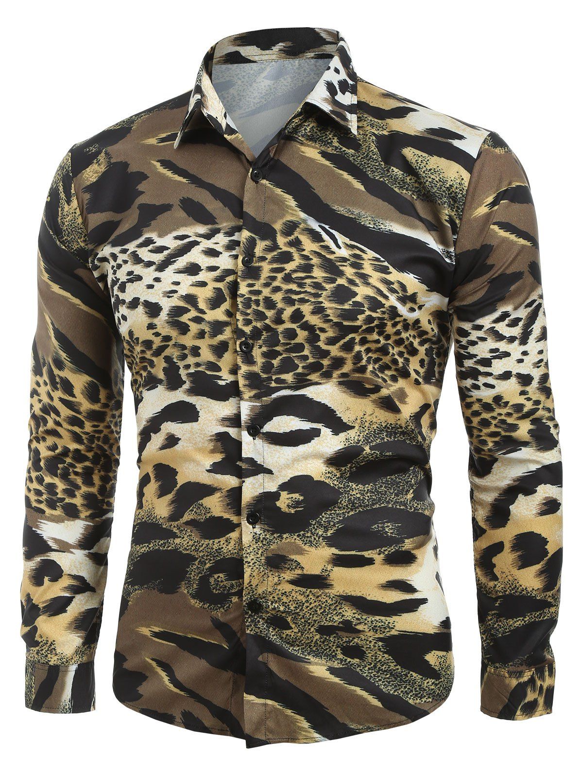 

Cheetah Print Button Up Casual Shirt, Multi